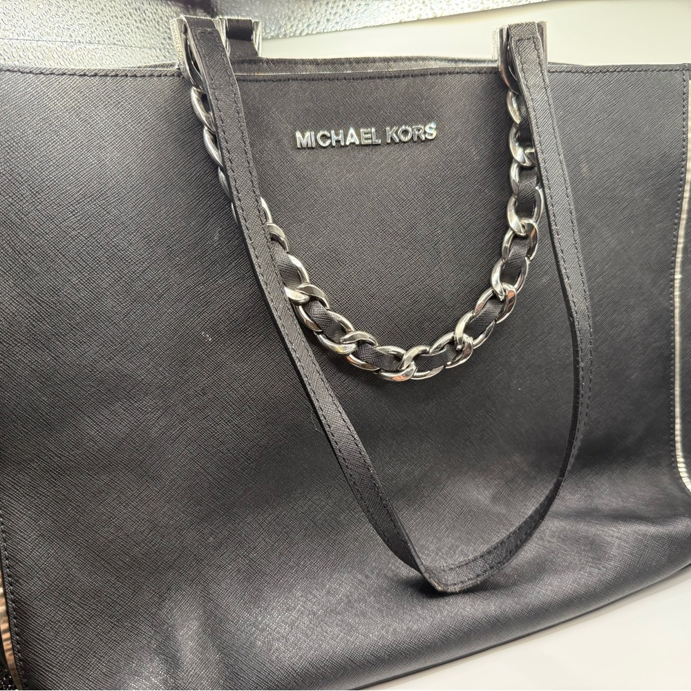 Michael Kors Black Chain-Accent Tote